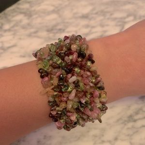 Genuine natural tourmaline wide bracelet rare one of a kind